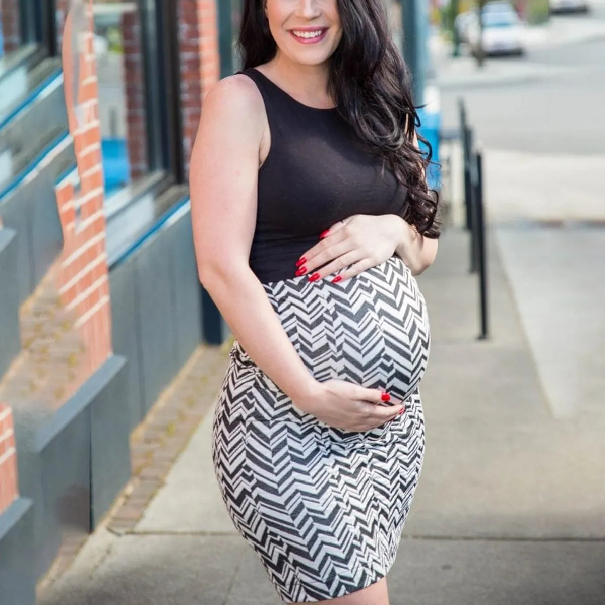 Maternity Fashion Printing Irregular Bodycon Dress