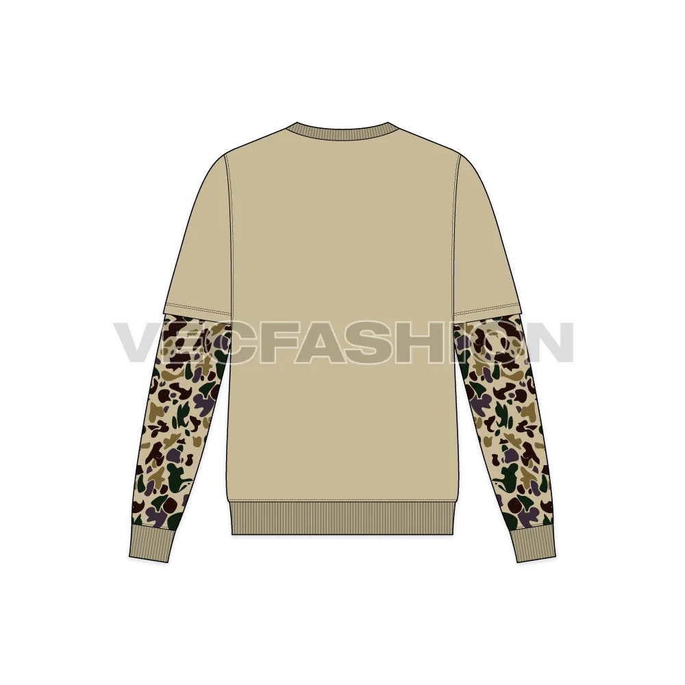 Mens Double Layered Sleeve Crewneck
