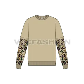 Mens Double Layered Sleeve Crewneck