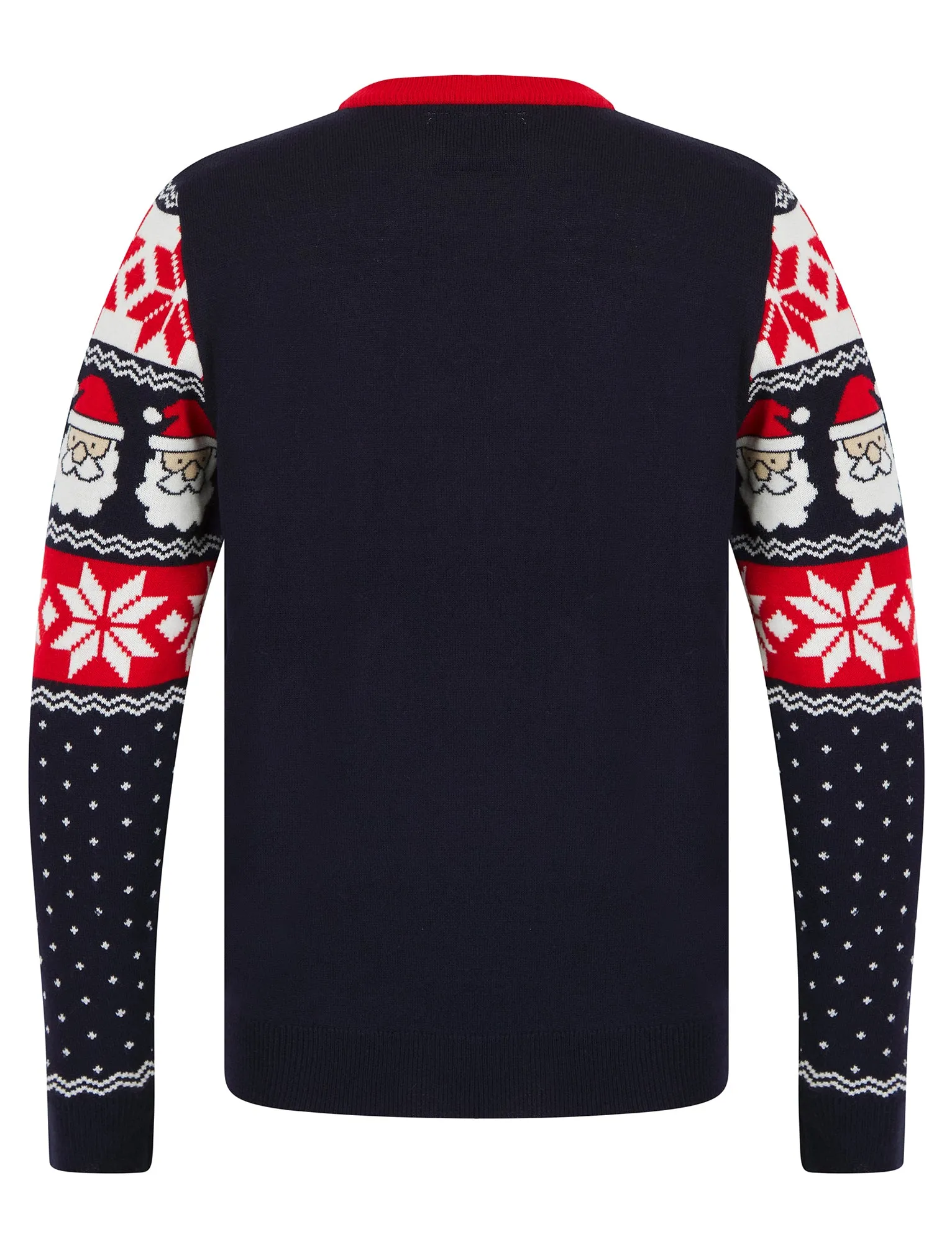 Men's Santahead Wallpaper Pattern Novelty Knitted Christmas Jumper in Ink - Merry Christmas