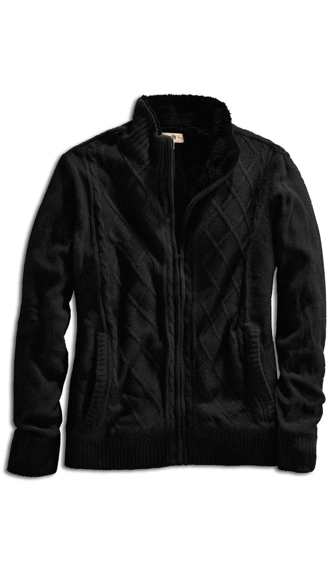 Mens Sherpa Lined Zip Front Sweater Jacket