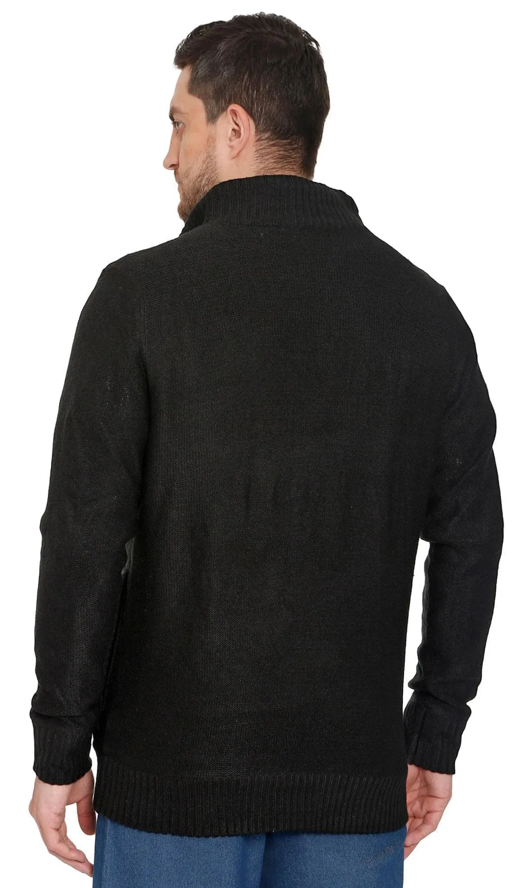 Mens Sherpa Lined Zip Front Sweater Jacket