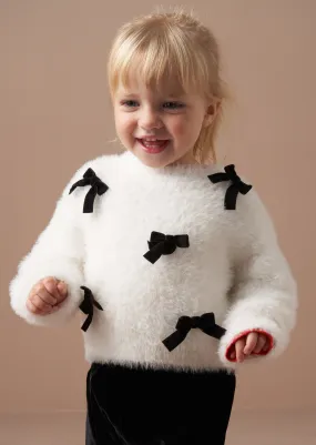 Mia Ivory Bow Eyelash Jumper