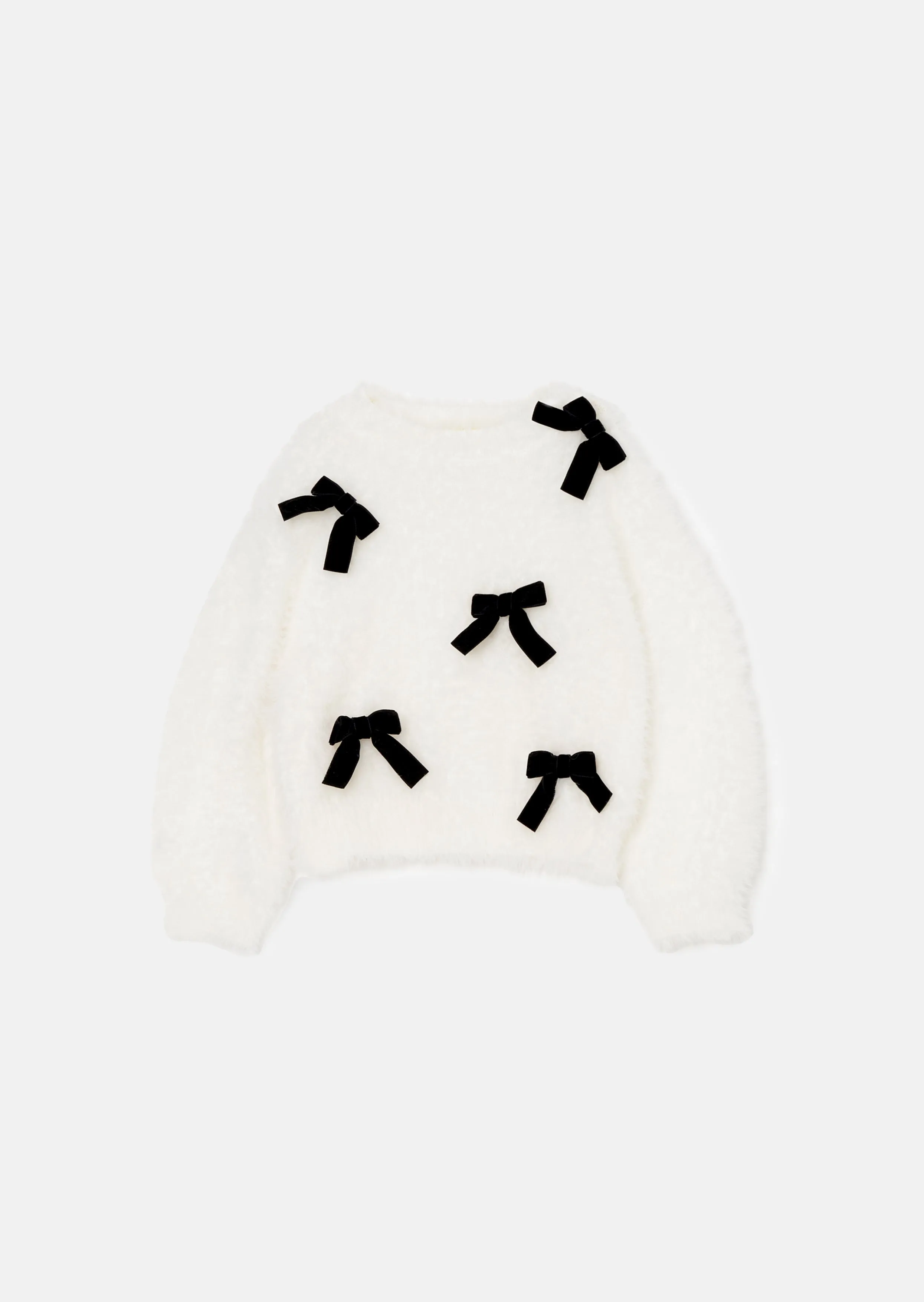 Mia Ivory Bow Eyelash Jumper