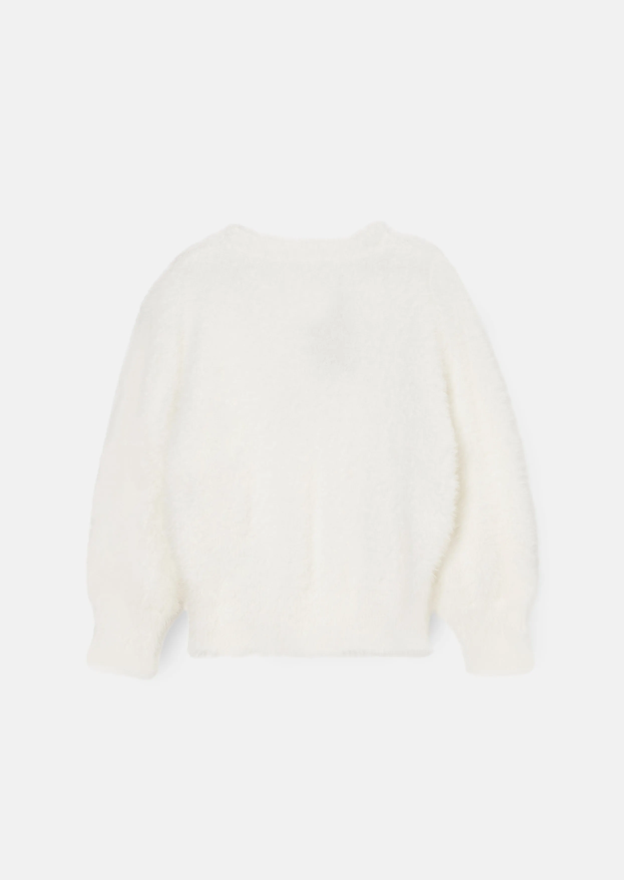 Mia Ivory Velvet Bow Fluffy Jumper