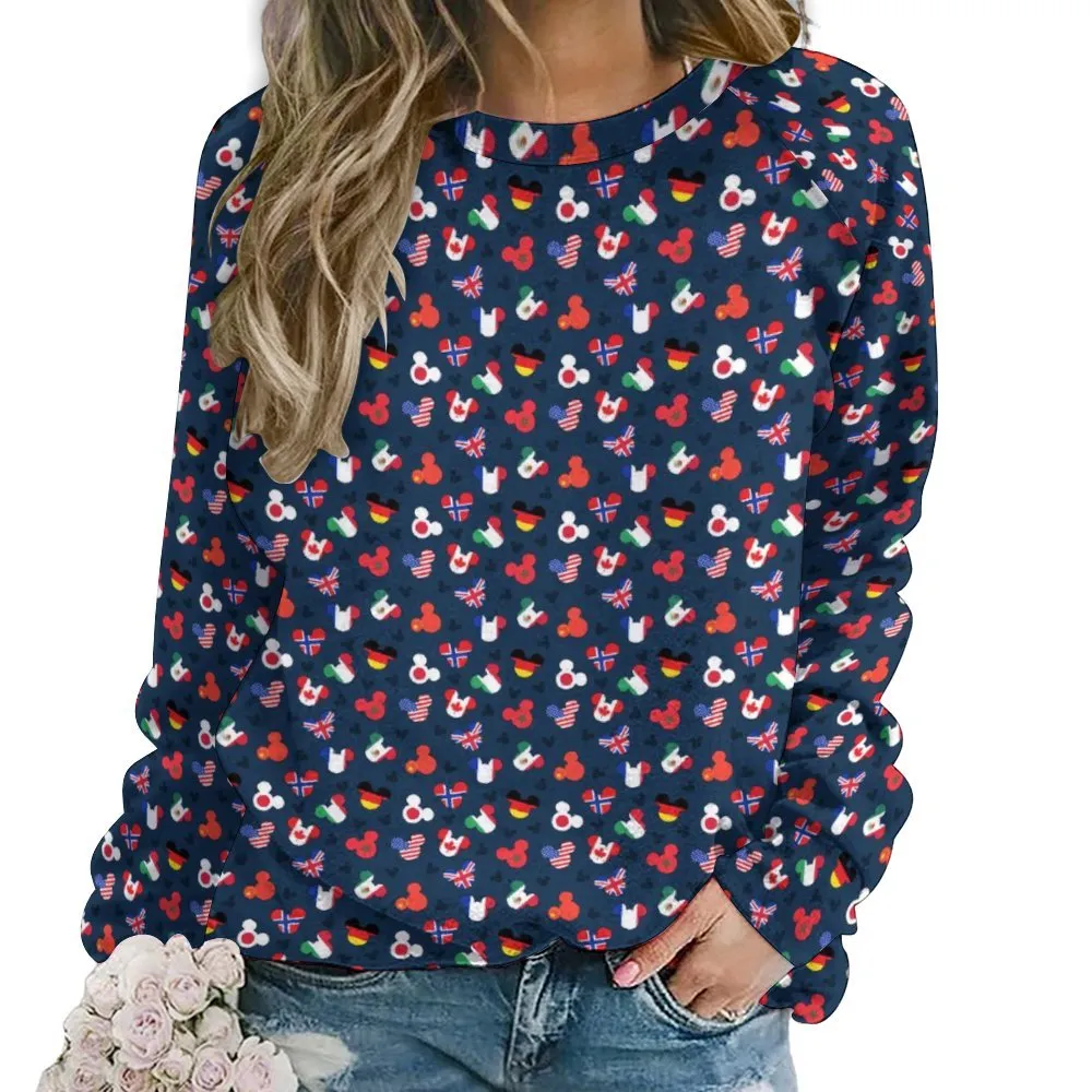 Mickey Flags Women's Raglan Crewneck Sweatshirt