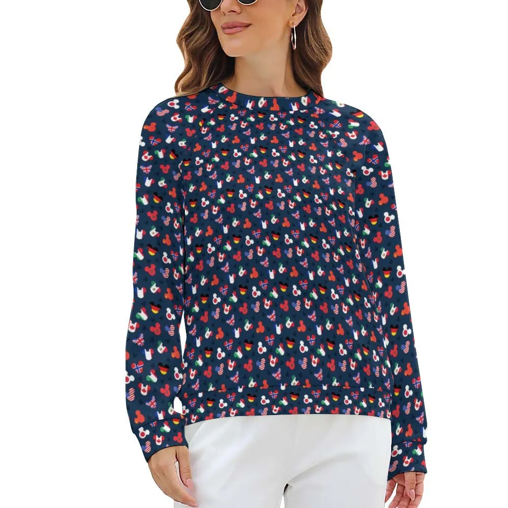 Mickey Flags Women's Raglan Crewneck Sweatshirt