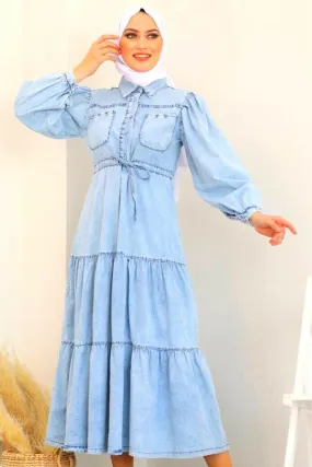 Midi Denim Dress in Light Wash