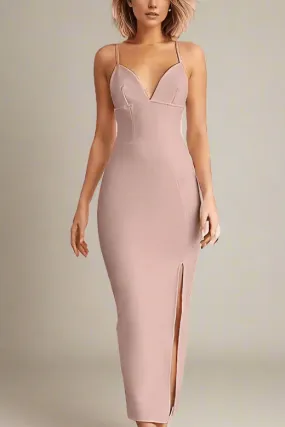 Milan Bandage Midi Dress - Nude