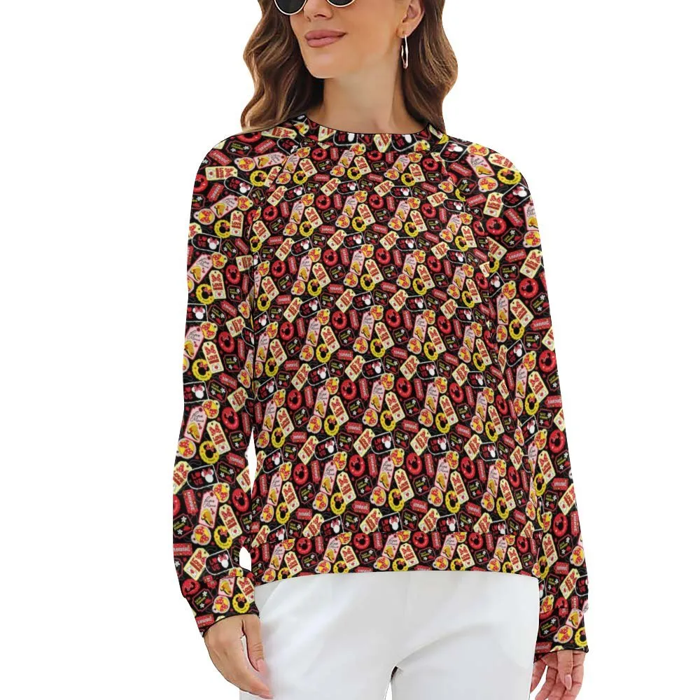 Minnie Tags Women's Raglan Crewneck Sweatshirt