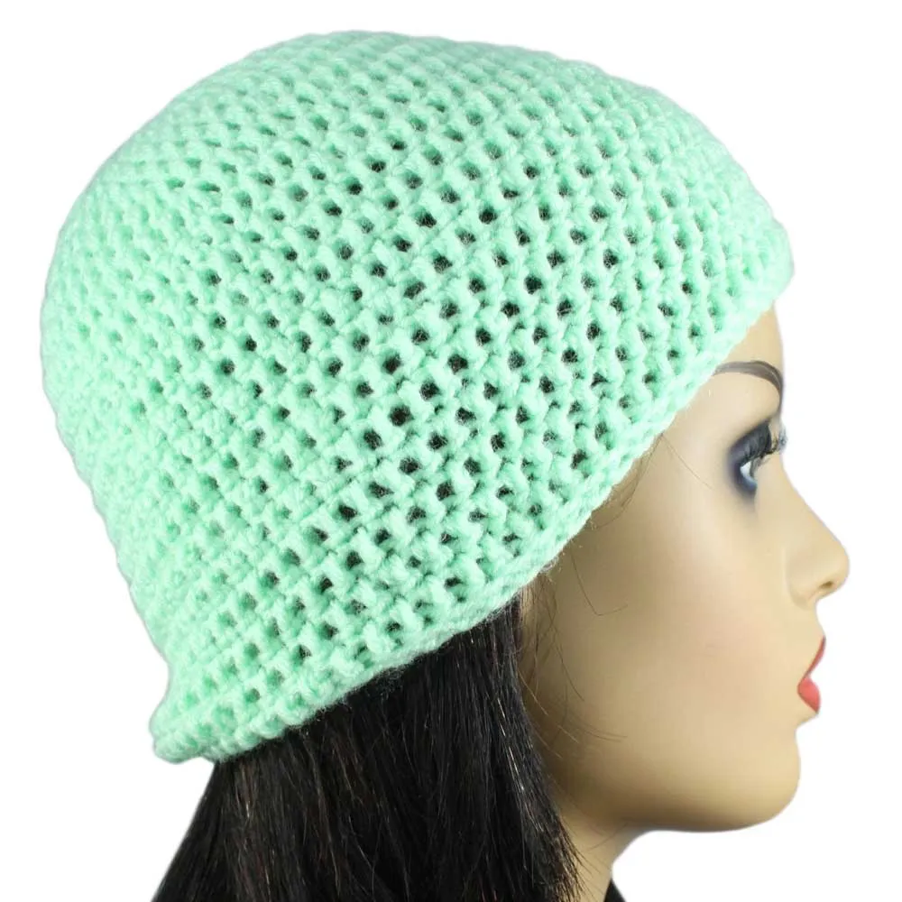 Mint Green Crochet Beanie Hat Medium/Large - JMCH09