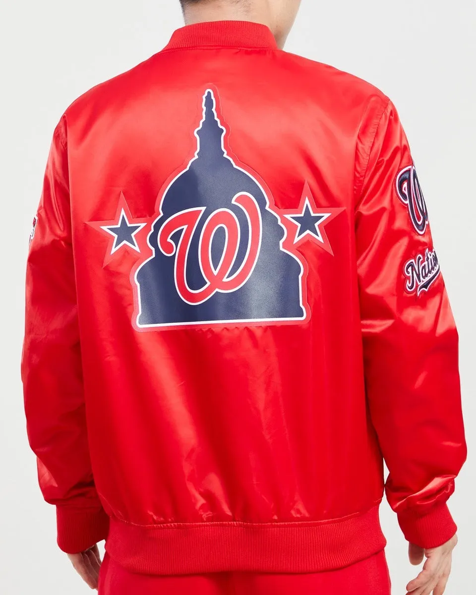 MLB WASHINGTON NATIONALS BIG LOGO MEN'S SATIN JACKET (RED)