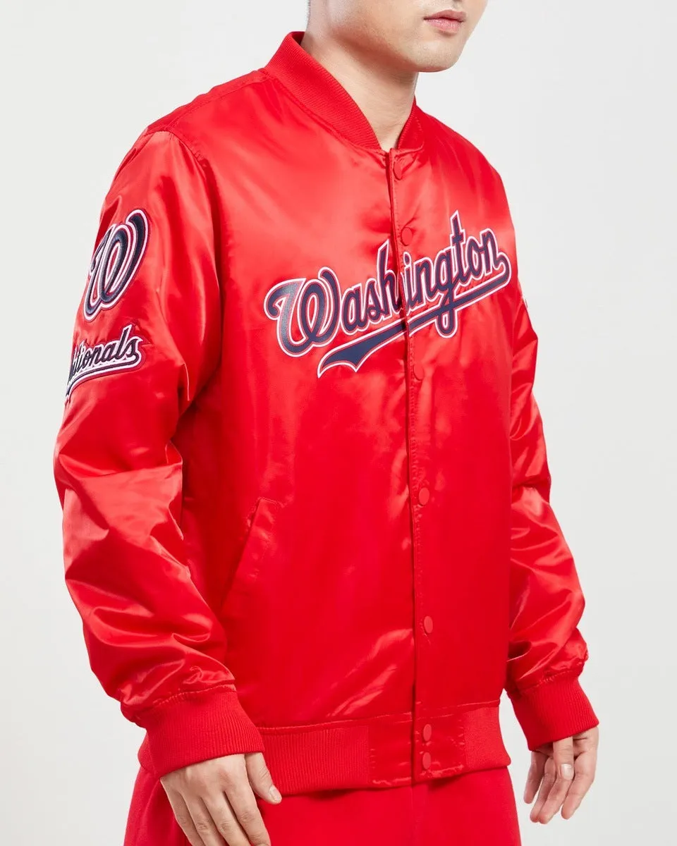 MLB WASHINGTON NATIONALS BIG LOGO MEN'S SATIN JACKET (RED)