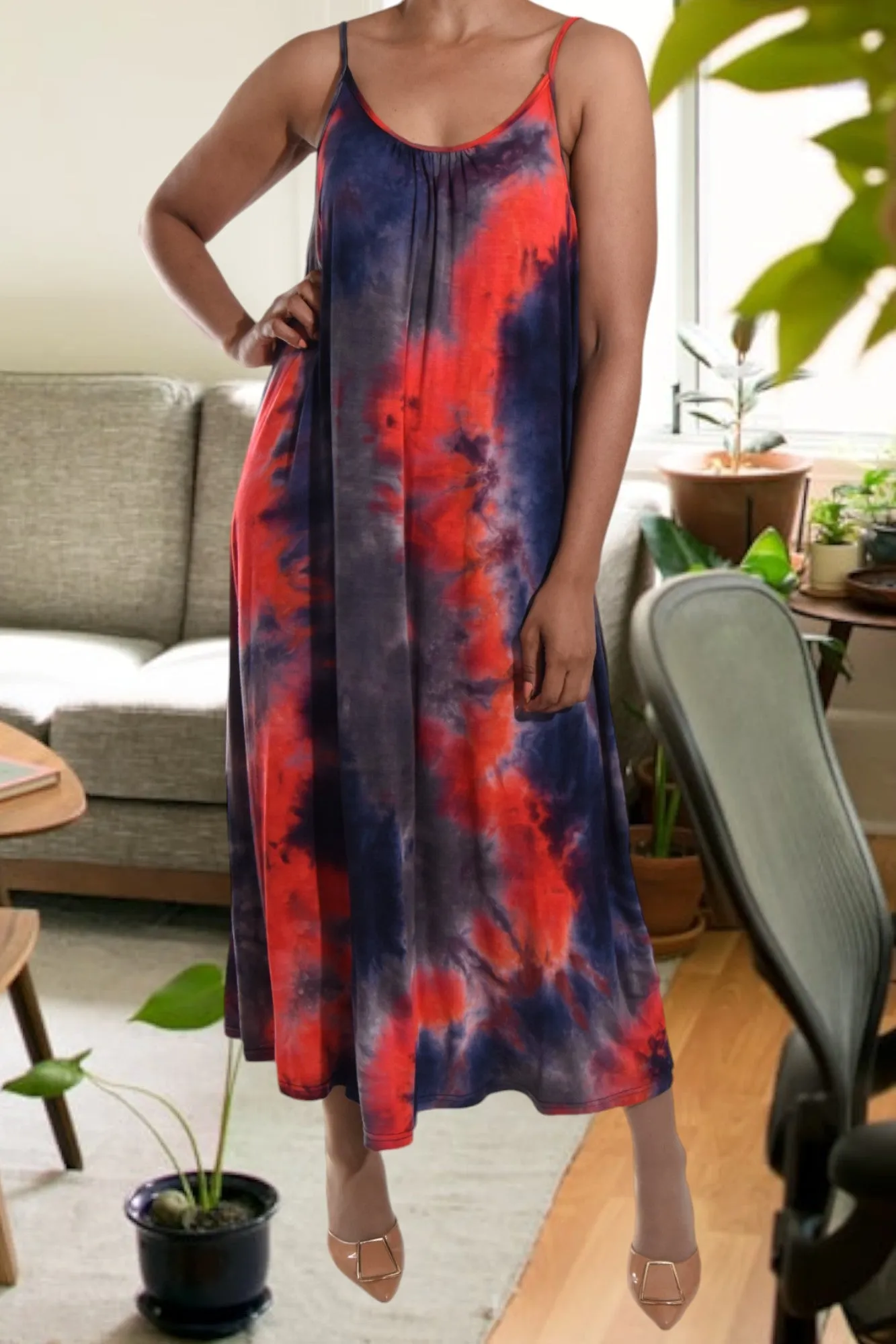 Navy And Red  Maxi Dress