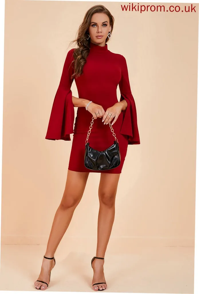 Neck Sleeves Dresses Bodycon Willa Long Elegant Mini High Club Dresses Polyester