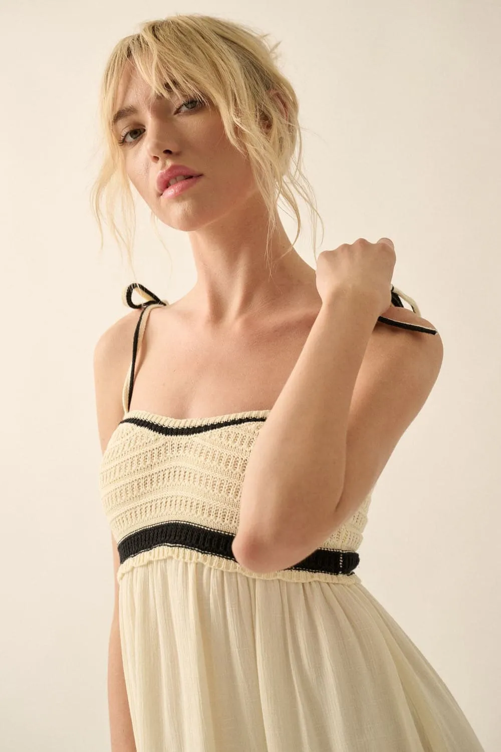 Ocean Pearl Sleeveless Crochet Maxi Dress