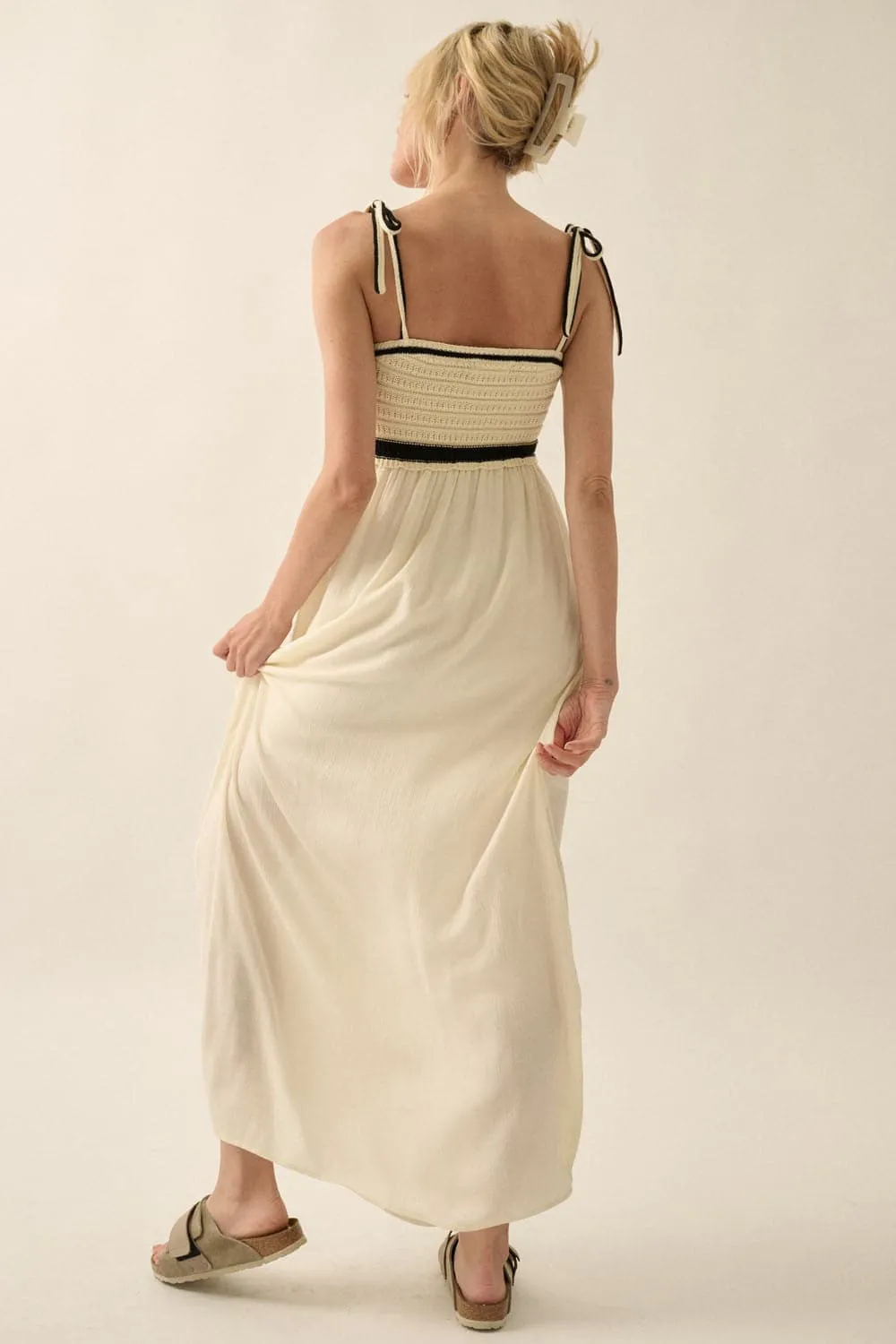 Ocean Pearl Sleeveless Crochet Maxi Dress