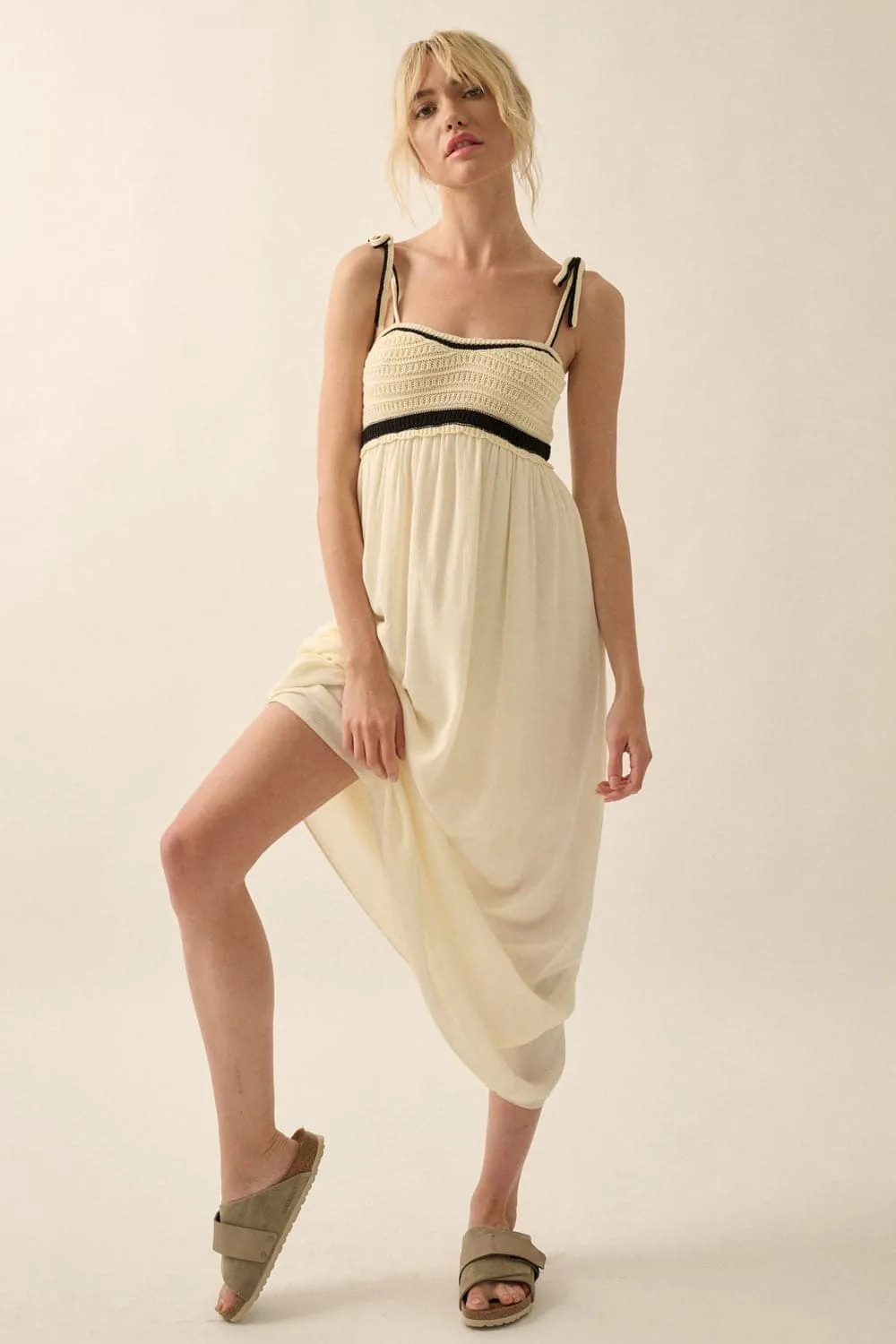 Ocean Pearl Sleeveless Crochet Maxi Dress