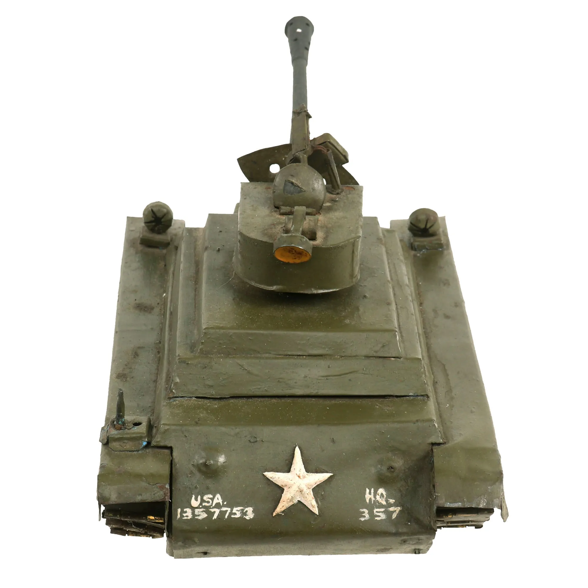Original U.S. Korean War Prisoner of War Made Sheet Steel American Tank With Pictures and Armed Forces Liberty Pass for Pvt Herbert H. Weston - Formerly A.A.F. Tank Museum Collection
