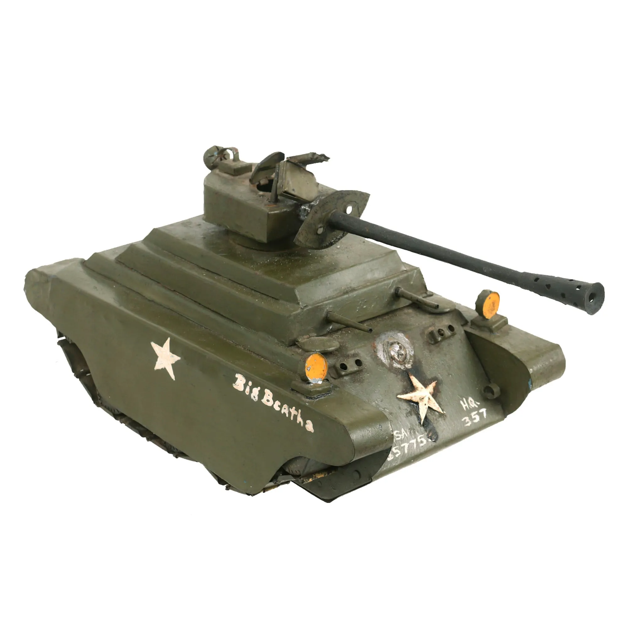 Original U.S. Korean War Prisoner of War Made Sheet Steel American Tank With Pictures and Armed Forces Liberty Pass for Pvt Herbert H. Weston - Formerly A.A.F. Tank Museum Collection
