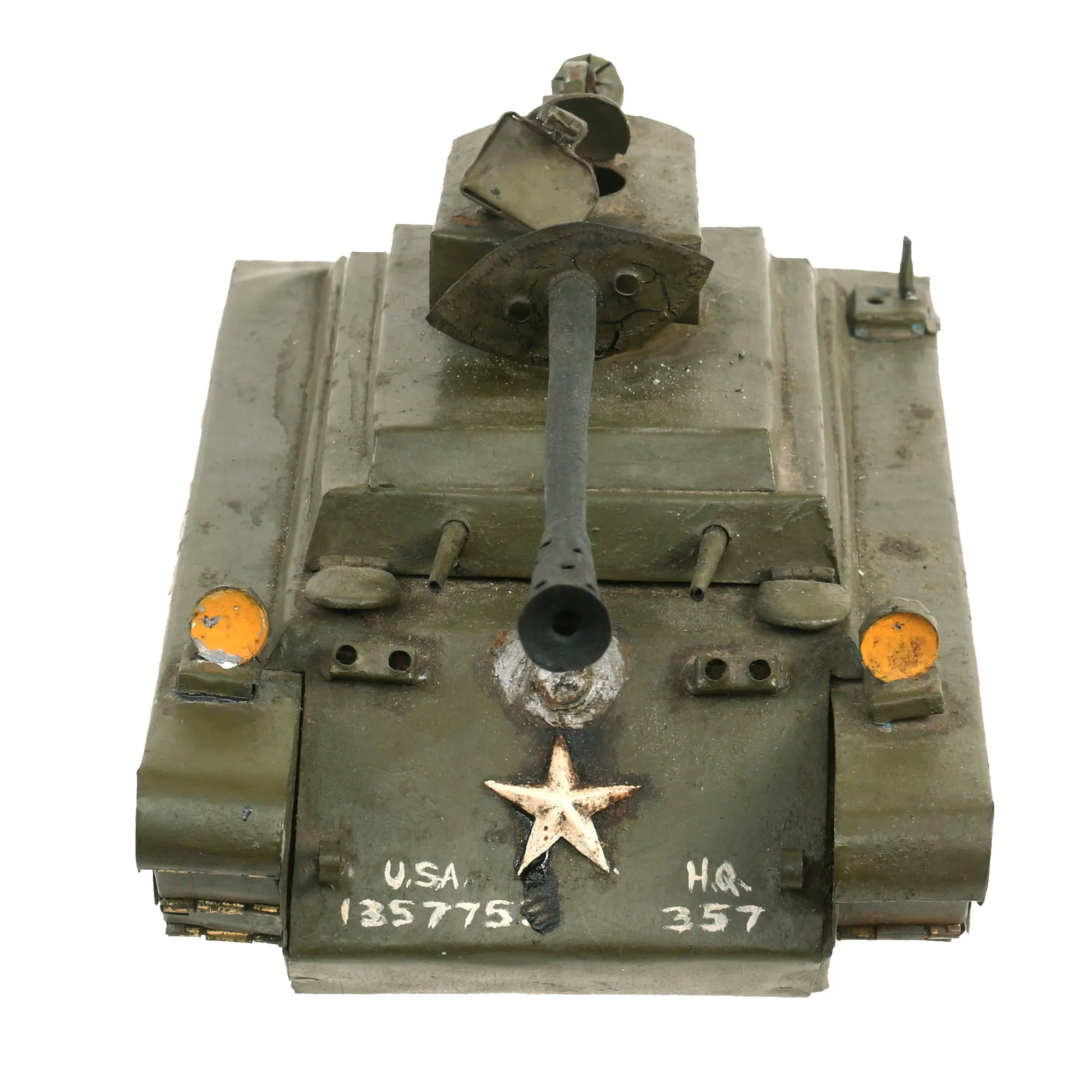 Original U.S. Korean War Prisoner of War Made Sheet Steel American Tank With Pictures and Armed Forces Liberty Pass for Pvt Herbert H. Weston - Formerly A.A.F. Tank Museum Collection
