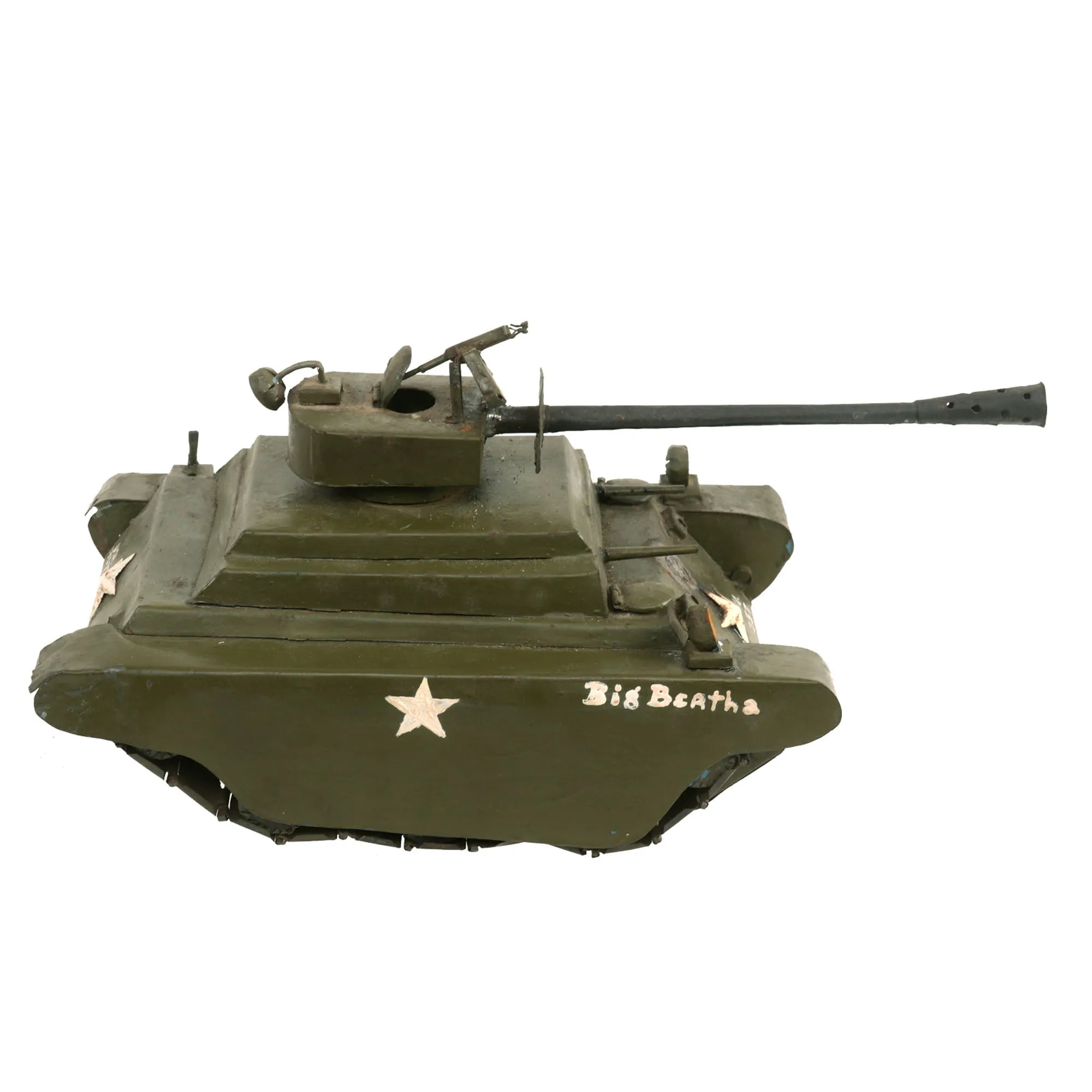Original U.S. Korean War Prisoner of War Made Sheet Steel American Tank With Pictures and Armed Forces Liberty Pass for Pvt Herbert H. Weston - Formerly A.A.F. Tank Museum Collection