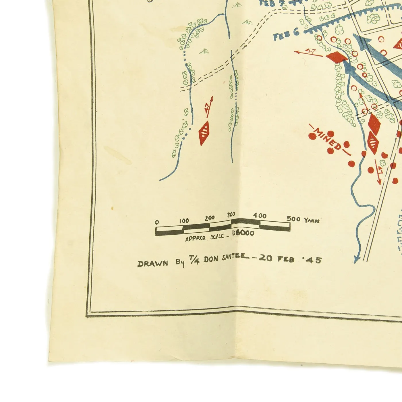 Original U.S. WWII Battle of Lupao Map - Drawn April 1945