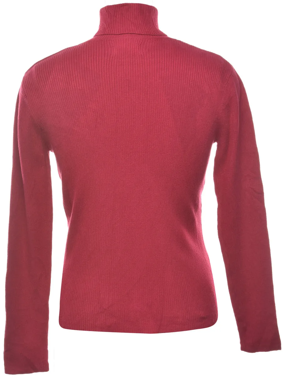 Pink Turtleneck Jumper - M
