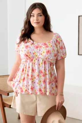 Plus Size Short Sleeve Babydoll Pullover Front Top