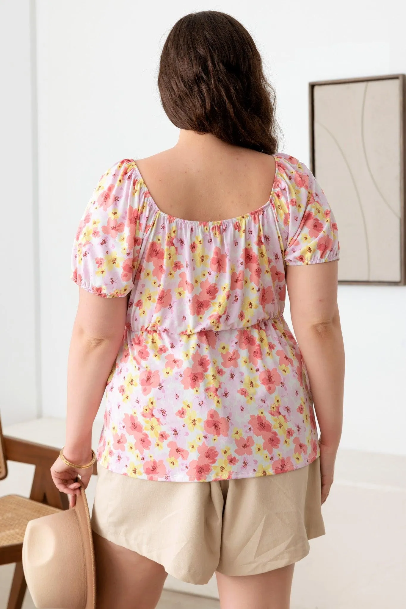 Plus Size Short Sleeve Babydoll Pullover Front Top