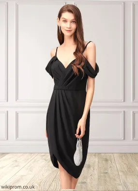 Polly V-Neck Sexy Bodycon Stretch Crepe Asymmetrical Dresses SWKP0022562