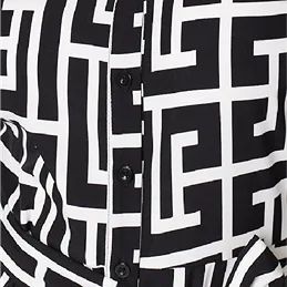Printed Tie Waist Midi Shirt Dress