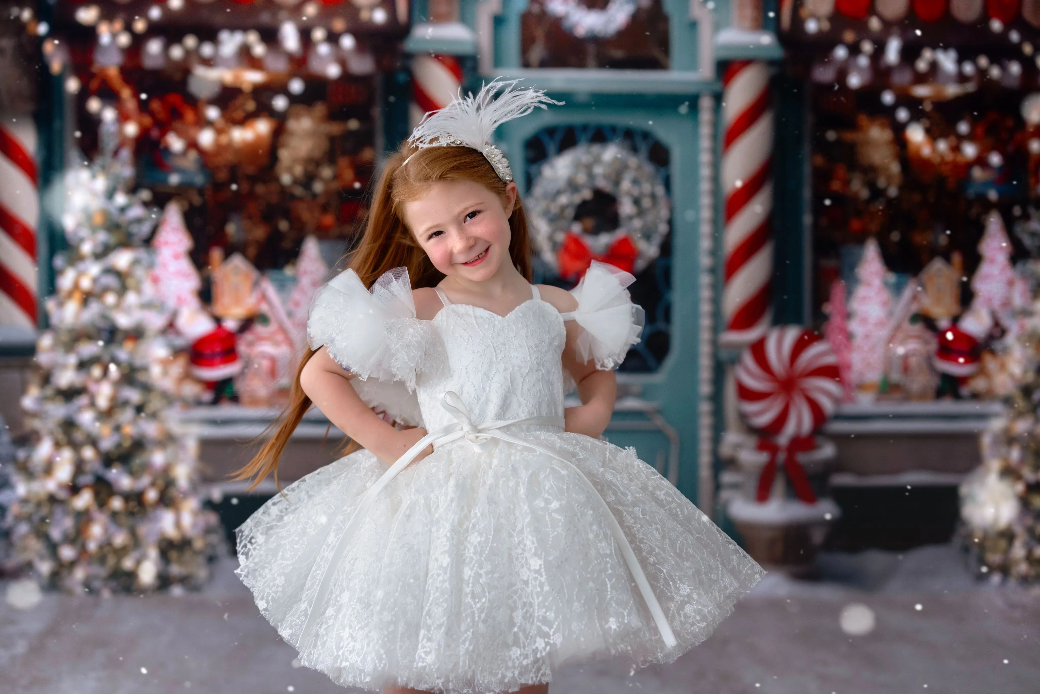 Retired rental basically new "Powder" - Petal Length Dress ( 3 Year - Petite 4 Year)