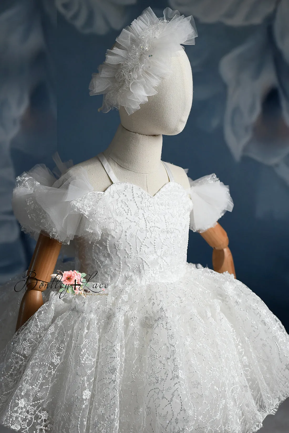 Retired rental basically new "Powder" - Petal Length Dress ( 3 Year - Petite 4 Year)