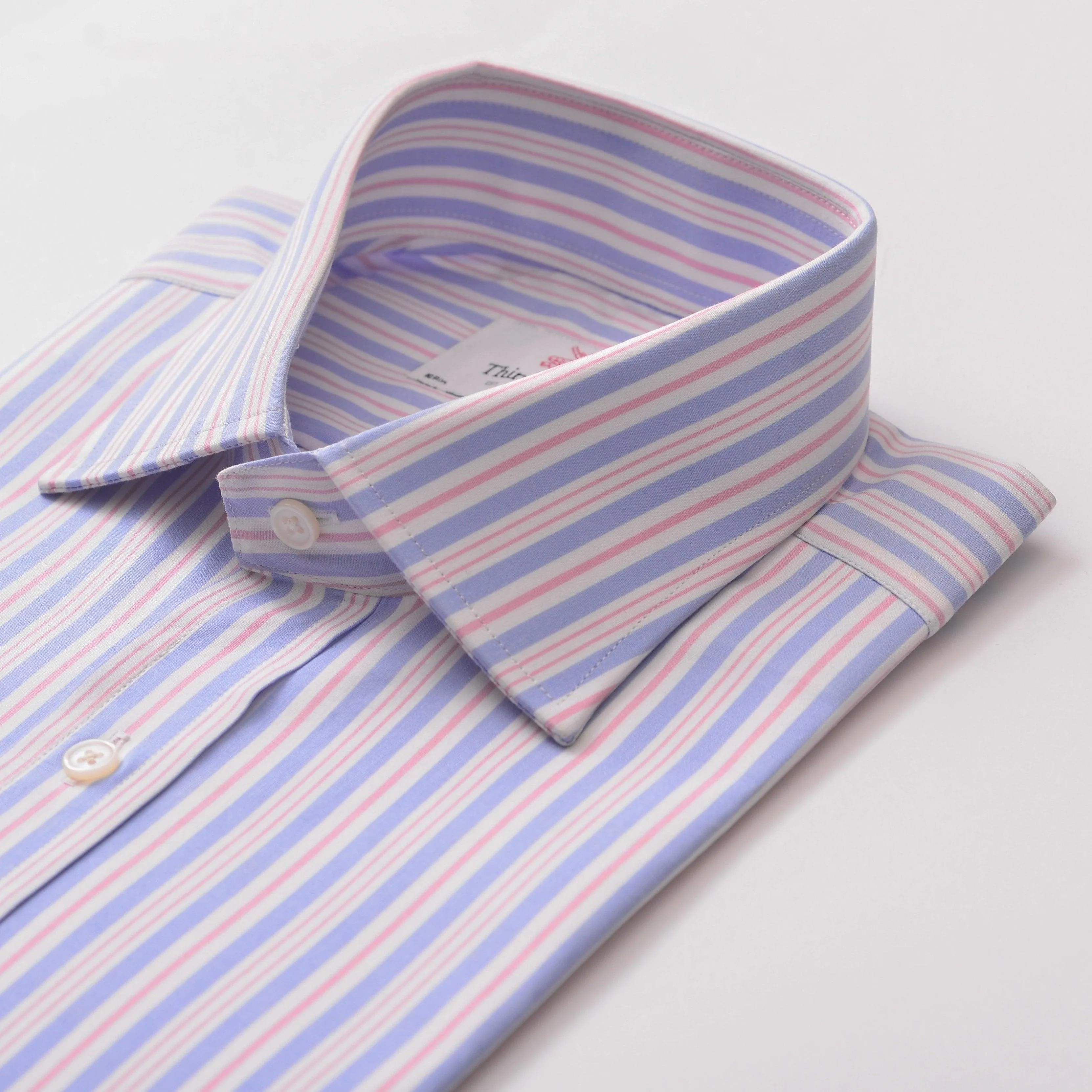 Riviera Stripe Sky & Pink Slim Shirt