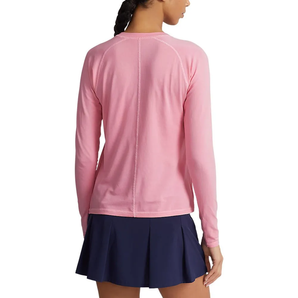 RLX Ralph Lauren Women's Long Sleeve Stretch Crew Tee - Pink Flamingo