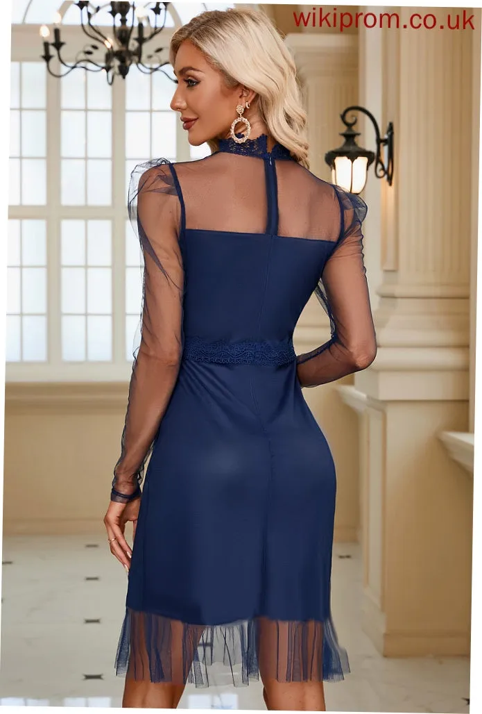 Round Mini Elegant Long Sonia Club Dresses Neck Bodycon Dresses Tulle Sleeves