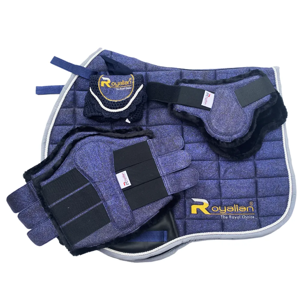 Royalian Horse Glitter Full Jumper Pad with One Fly veil – Two Brushing Boots – Two Hind Boots - Set