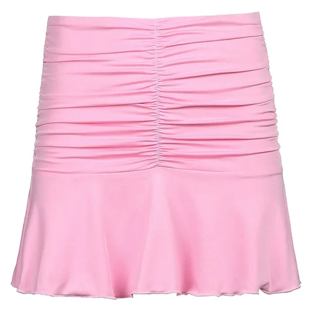 Ruched Mini Y2K Skirt | Pleated Mini Beachwear Skirt | Girls Skirts | Casual Skirt | Preppy Style Skirts | Tennis Pleated School Mini Skirt
