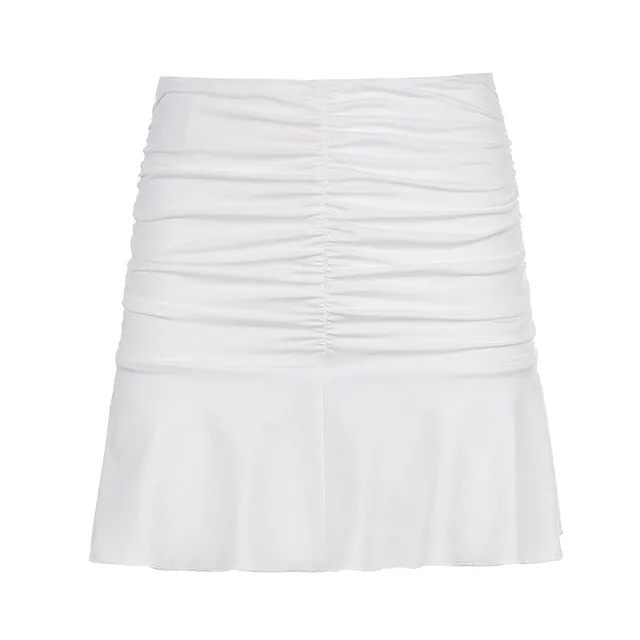 Ruched Mini Y2K Skirt | Pleated Mini Beachwear Skirt | Girls Skirts | Casual Skirt | Preppy Style Skirts | Tennis Pleated School Mini Skirt