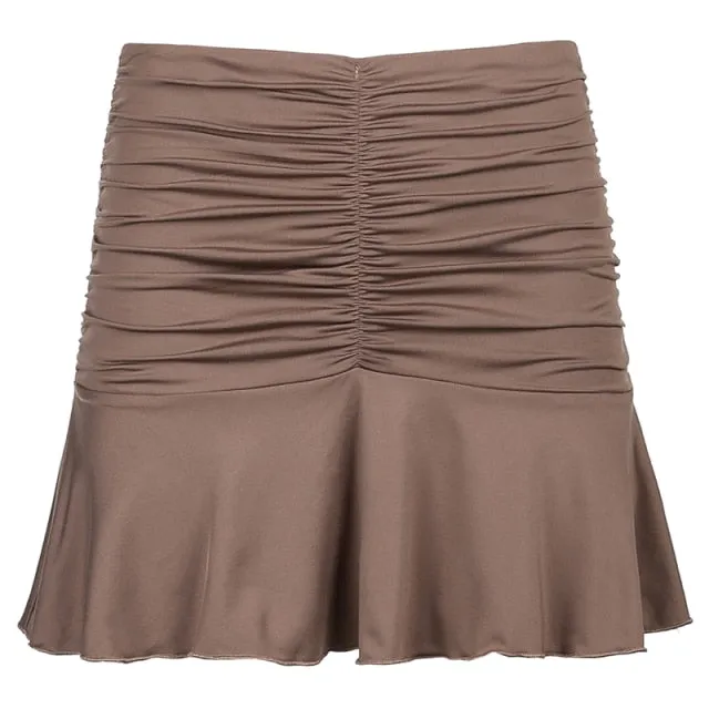 Ruched Mini Y2K Skirt | Pleated Mini Beachwear Skirt | Girls Skirts | Casual Skirt | Preppy Style Skirts | Tennis Pleated School Mini Skirt