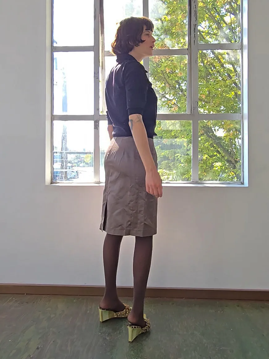 Sage Satin Fitted Skirt (S)