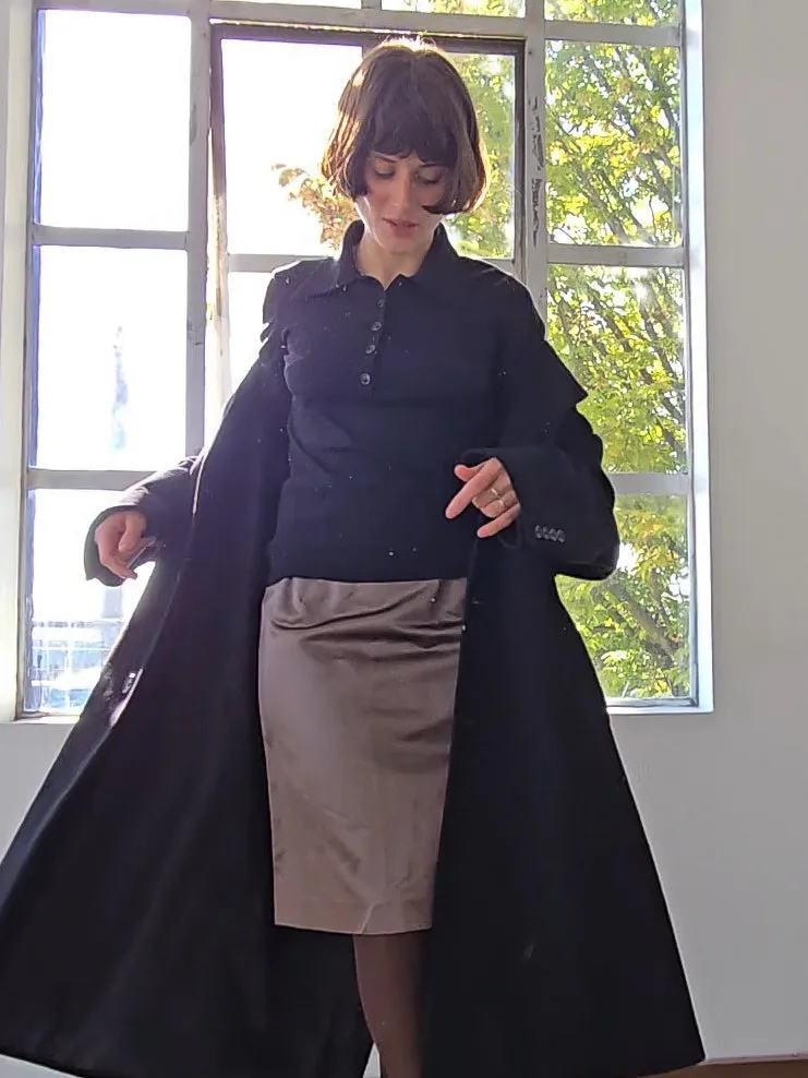 Sage Satin Fitted Skirt (S)