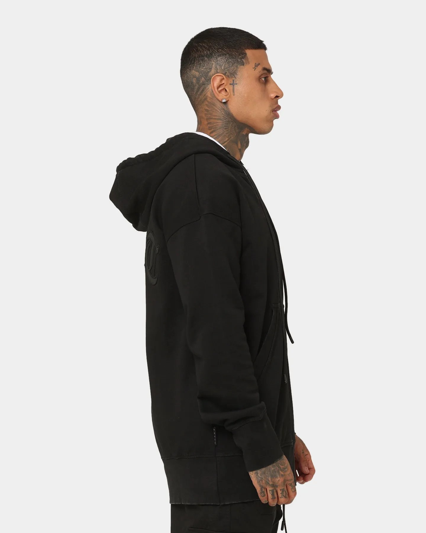 Saint Morta Gothic Appliqué Zipped Vintage Hoodie Vintage Black