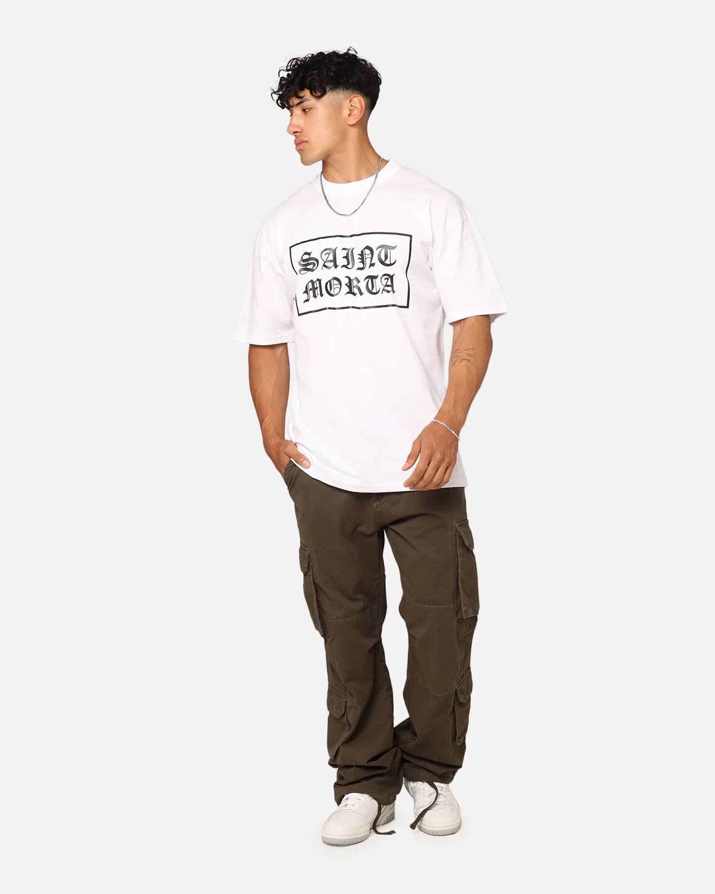 Saint Morta Gothic Box Logo T-Shirt White