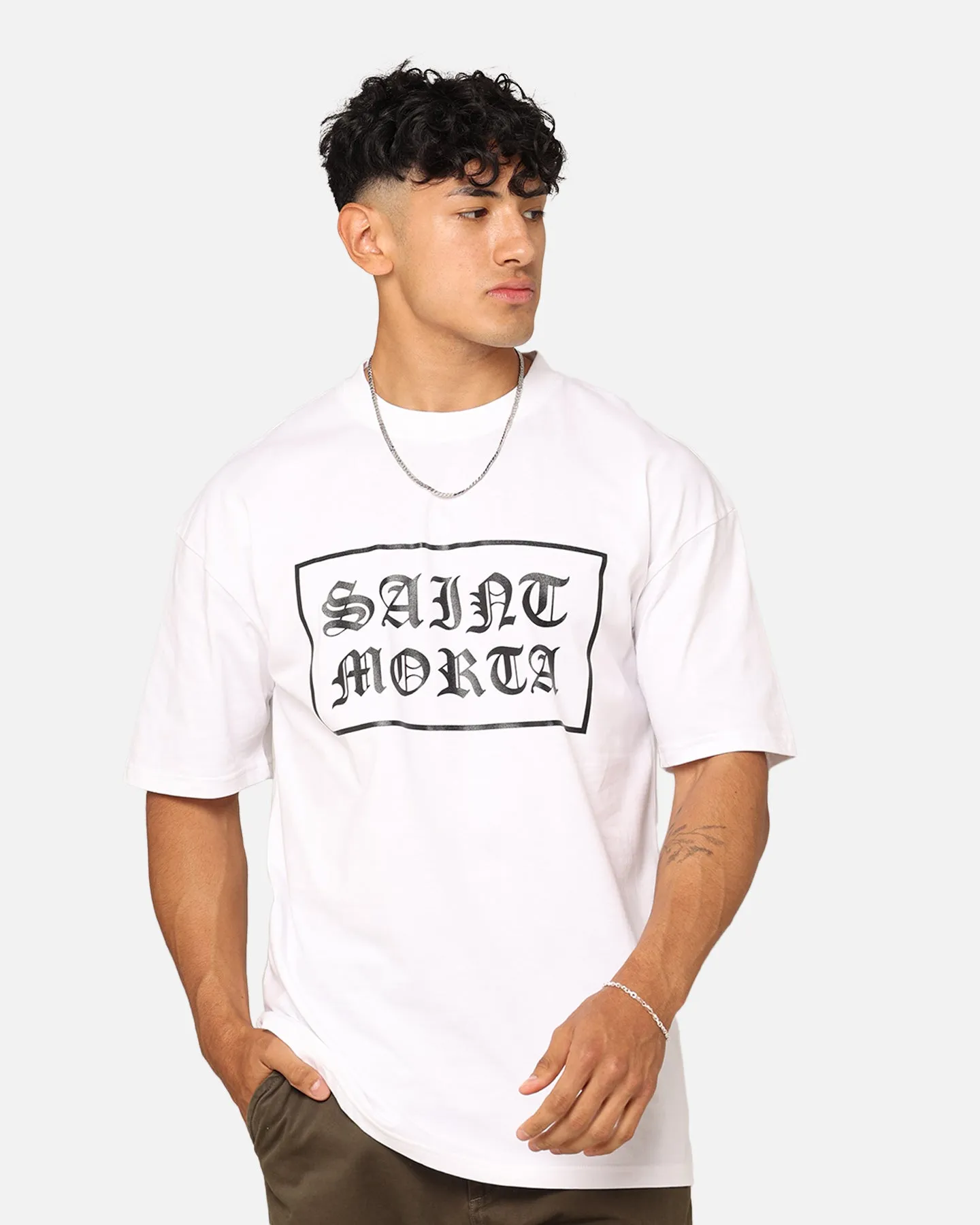 Saint Morta Gothic Box Logo T-Shirt White