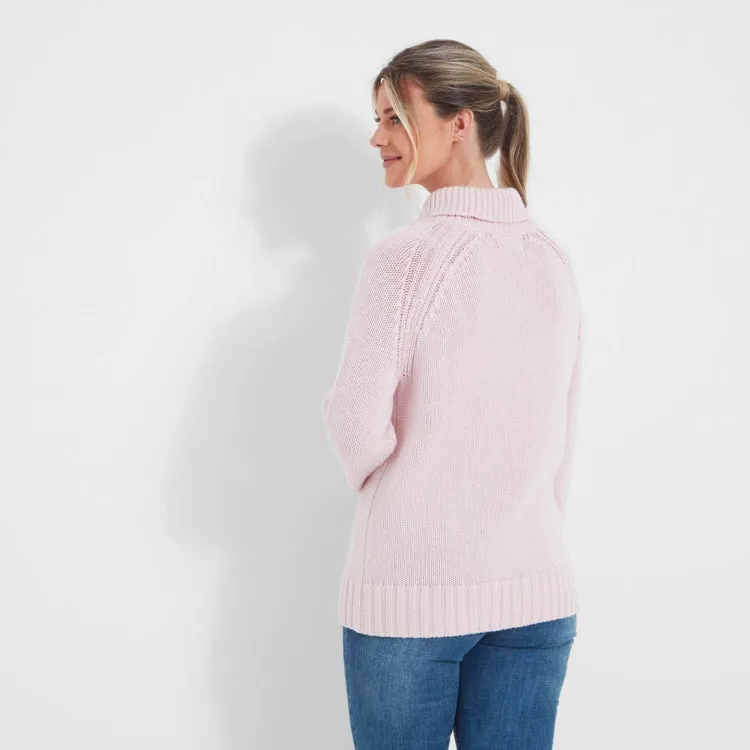 Schoffel Ladies Merino Cosy Roll Neck Sweater - Blush