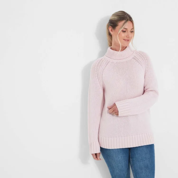 Schoffel Ladies Merino Cosy Roll Neck Sweater - Blush