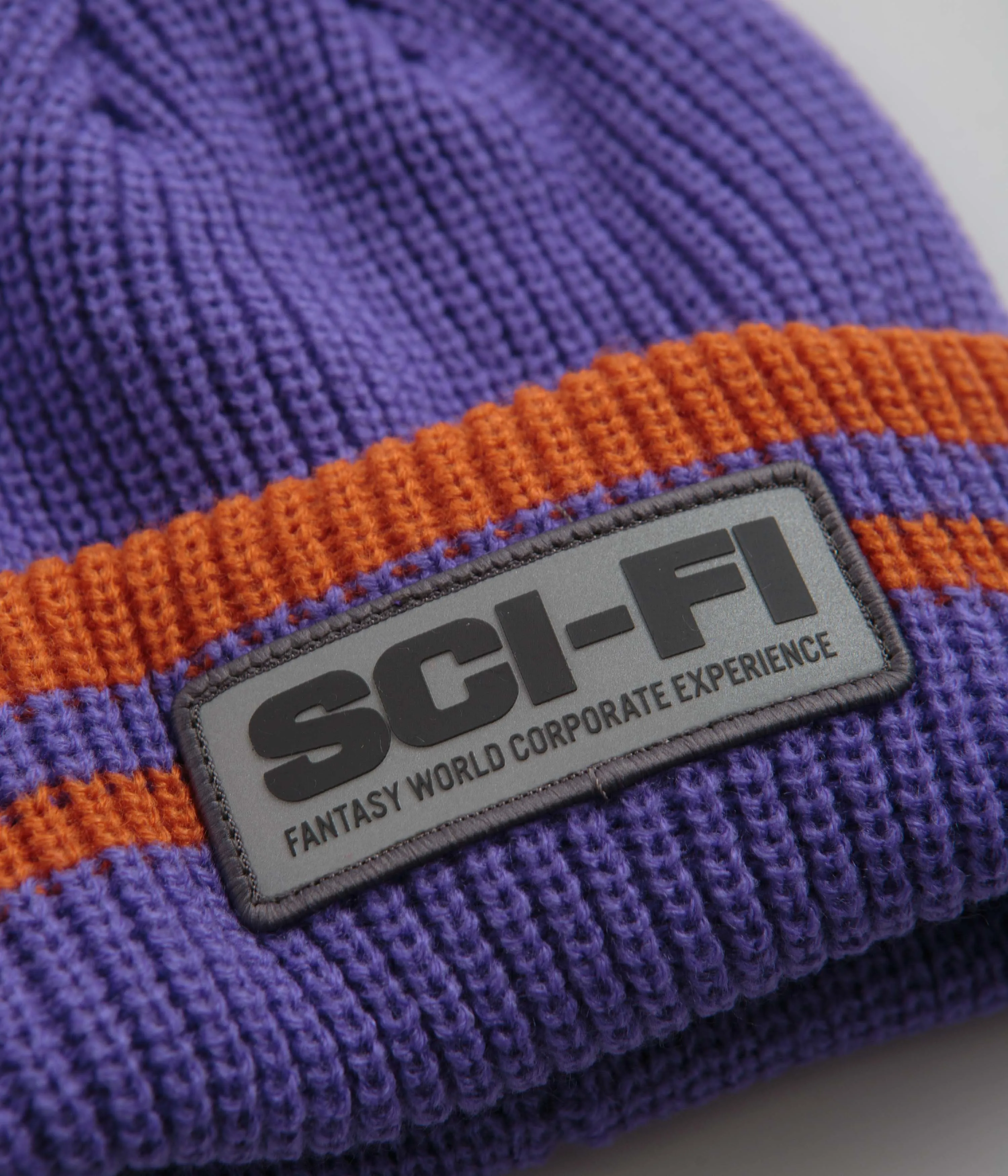 Sci-Fi Fantasy Reflective Patch Beanie - Purple / Orange