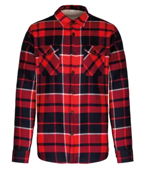 Sherpa-lined checked shirt jacket | Red/Navy